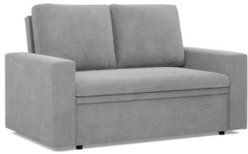 Mebligo - NEO Kollektion Sofa 2 Sitzer Mit Schlaffunktion 148 x 90 x 87 cm, Schlafsofa Mit Bettkasten, Kleines Wohnzimmer Sofa in Grau