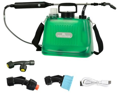 ohfruit Elektrische Gartenspritze Batteriebetriebener Sprüher mit 3 Nebeldüsen Teleskopstab Selbstansaugende Pumpe Rasenbewässerung Sprüher Yard Mist Sprayer Grün L