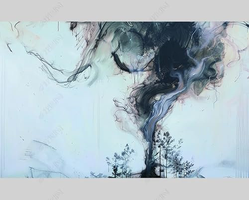 Photo Wallpaper Black and White Ink Graffiti Wall Mural Non-Woven Murals Wall Art Modern Print Abstract Bedroom Living Room Decoration 250Cm(W) X175Cm(H)