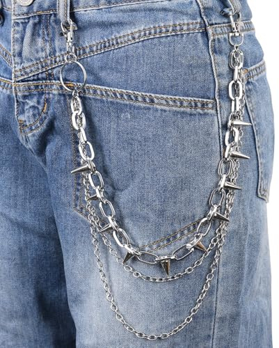 Pocket Wallet Chain Fashionable Metal Punk Belt Cool Biker Hip Pop Goth Rock Trouser Jeans Chains Accessories (Silver)