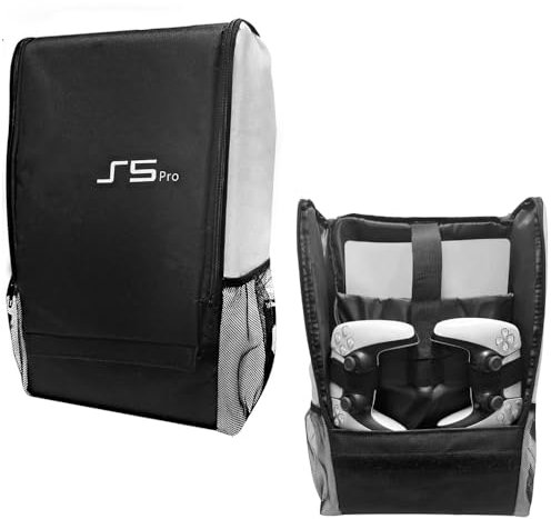 Travel Backpack Compatible with PS5 Pro, Large Capacity Storage Bag Holding Playstation 5 Pro Game Console, Controller, Disks and Gaming Accessories, 42x29x10cm