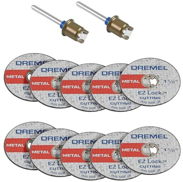 Dremel EZ406-02, EZ - Lock Starter Kit, 1 1/2-Inch (38.1 mm) Wheel Diameter, 5 Piece Fiberglass Reinforced Cut-Off Wheels and EZ402 Mandrel Included, Rotary Tool Cutting Disc Accessories - Pack of 2