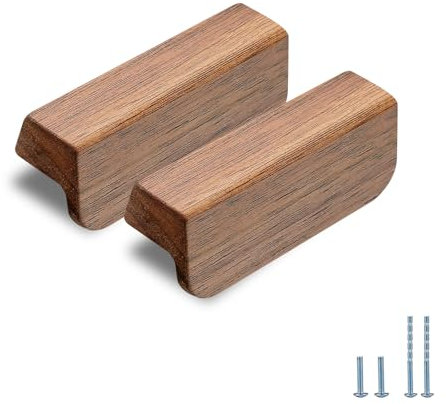 Evionlin 2 Stück Walnussholz schräg Winkel 7 cm Holz Windschutz Schrank Türgriff Holz Antik Stil Lange Walnuss Schrank Schublade Türgriff