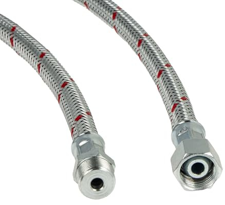 tecuro Universal - Ölschlauch 3/8 Zoll Einschraubnippel, zyl. (flachdichtend) x 3/8 Zoll ÜWM (konisch dichtend) x 1500 mm