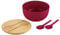 Kesper - Salatschüssel-Set, inkl. Salatbesteck, Material: Kunststoff (PP), Bambus, Maße: D 24 x H 13 cm, Farbe: Rot, Braun - 58473