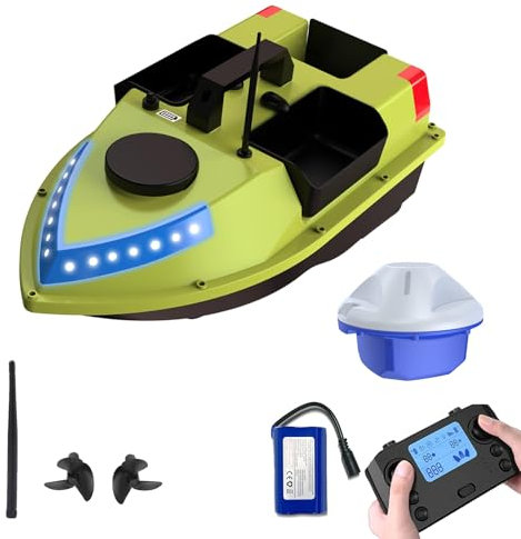 GPS-Fischköderboot mit Fischfinder, 600 m Fernbedienung, 3 unabhängige Köderhopfer, automatische Rückkehr, 7-farbige LED-Nachtlichter, 2 kg Kapazität, ferngesteuertes Köderboot zum Karpfenangeln