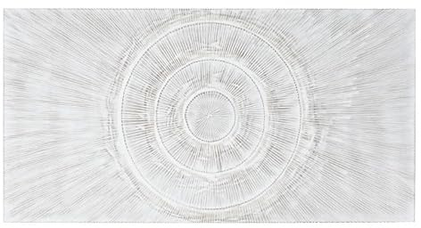 Bett-Kopfteil für 135-150-160 cm aus Holz mit einem weißen Kreis, gebeizt, 160 x 3 x 80 cm
