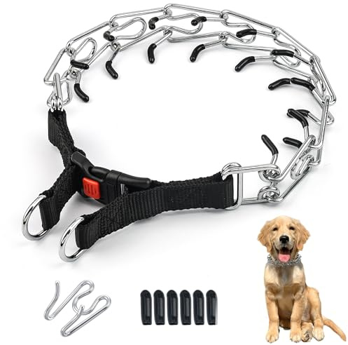 Collier Etrangleur pour Chien, Nylon Réglable Anti Aboiement Chien Métal | Collier de Dressage pour Chien, Pour Grands Chiens, Aide à Limiter Les Tractions et Facilite Le Contrôle en Promenade