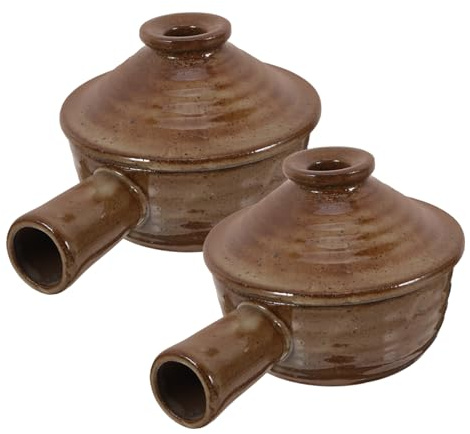 Toyvian 2piezas Cazuelas de Barro con Tapa Aptas para Microondas de Terracota para Cocinar Sopa Gachas y Guisos Estufa