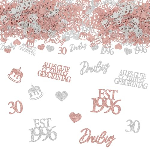 Tasoraor 150 Stück 30. Geburtstag Deko Frau - 30 Geburtstagsdeko Rosegold Konfetti Glitzer Tischdeko, Streudeko zum 30 Jahre Geburtstagsfeier Party Dekoration Frauen