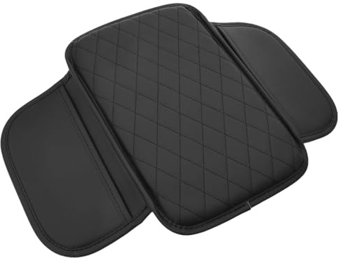 WUFKOP Auto Armlehnenkissen, Mittelarmlehne Polster mit Karo-Muster aus weichem Mikrofaserleder, Armlehnenschoner Auto für alle Fahrzeuge, SUV, Auto