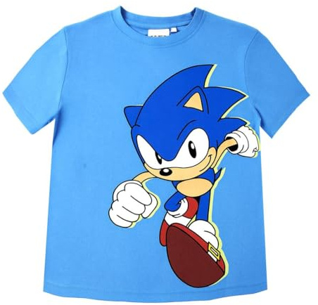 Jungen T-Shirt mit Cars, Sonic und Spider-Man Motiv, 100% Baumwolle, Kurzarm, Bequemer Schnitt, Shirt, Sommer Bekleidung, Outfit Jungs (DE/NL/SE/PL, Numerisch, 116, Regular, Sonic)