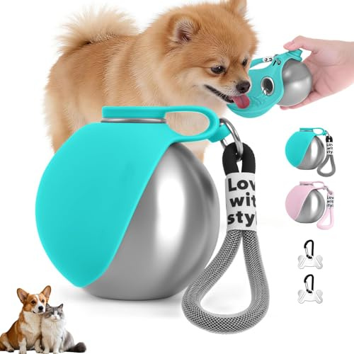 Borraccia Cane Portatile, 285ml Borraccia Per Cani Portatile, Borraccias Cane Con Ciotola Silicone, Borraccias Da Viaggio Compatta E A Tenuta Stagna Per Cani (blu)