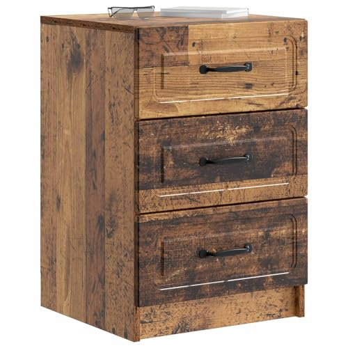 vidaXL Nachttisch Altholz 43 x 41 x 63,5 cm Holzwerkstoff, Schlafzimmermöbel, Vintage Nachttisch mit viel Stauraum, rechteckig, platzsparender Tisch, Dekoständer für Deko