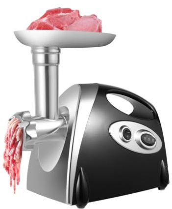 Elektrischer Fleischwolf 800W Profi - Fleischmaschine mit Wurstfüller - 3 Lochscheiben, Rückwärtslauf, Überhitzungsschutz - Für Küche, Restaurant