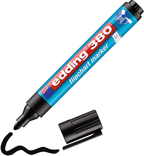 edding 380 Flipchart-Marker - schwarz - 1 Stift - Rundspitze 1,5-3 mm - Stift zum Schreiben, Zeichnen und Markieren auf Flipcharts - Tinte schlägt nicht durch Papier - trocknet nicht aus -farbintensiv
