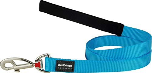 Red Dingo Padded Handle Dog Lead 1.2m Plain, Turquoise, Large 25mm