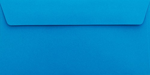25 Din lang Briefumschläge Blau 11 x 22 cm mit Haftstreifen, Grammatur 120 g/m²