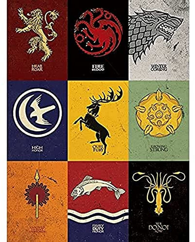 Game Of Thrones Sigils Canvas Print, Cotton, Multi-Colour, 3.20 x 60.00 x 80.00 cm