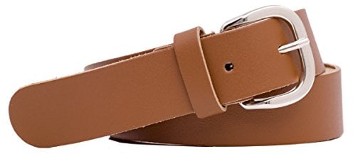 shenky Ledergürtel glatt | 3cm Breite | Gürtel mit Gürtelschnalle | Echtleder | Damen | Schnalle | Echt Leder | Damengürtel | Bundweite 100cm | Cognac Braun