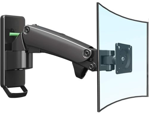 NB AV Mount F120 Monitor Arm Monitor Wall Mount for Most 27'' Flat or Curved Screens up to 15 lbs, Computer Monitor VESA Mount Gas Spring, Swivel Tilt Adjustable Fits VESA 75 x 75 or 100 x 100MM.