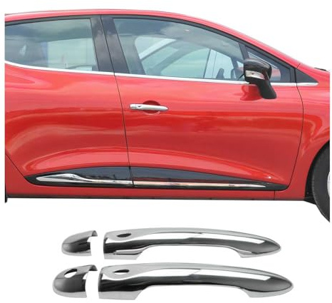 OMAC Türgriff Blende für Renault Clio 2012-2019 2Tür Schlüssellos Chrom 4x | Türgriffkappen, Edelstahl, fahrzeugspezifisch