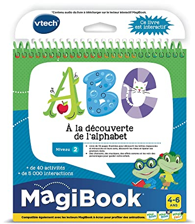 VTech - MagiBook, Livre Éducatif Enfant Niveau 2 À la Découverte de l'Alphabet, Pages Illustrées et Interactives, Cadeau Fille et Garçon de 4 Ans à 6 Ans - Contenu en Français