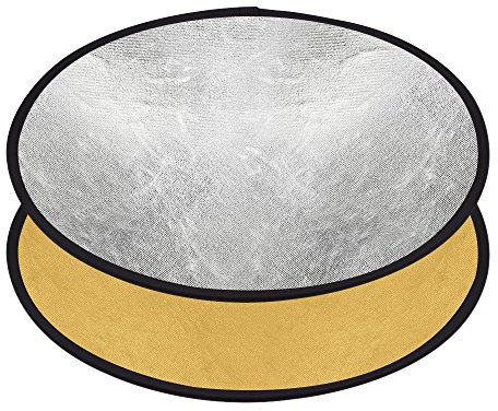 Andoer 24inches 60cm Portable Collapsible Disc Light Reflector Photography Reflector Gold and Silver 2-in-1 for Portrait Photography Live Streaming