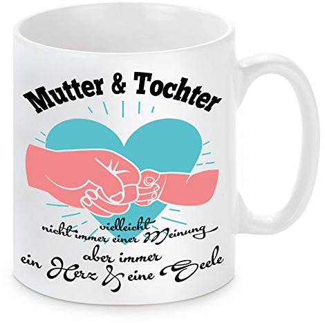 Lieblingsmensch Tasse mit Motiv Modell Ein Herz und Eine Seele-Mutter-Tochter, Keramik, Weiß, 11 x 11 x 11 cm