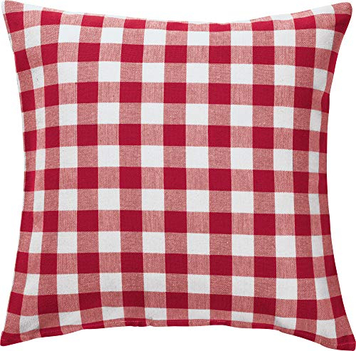REDBEST Kissenhülle, Kissenbezug Landhaus karo Nashville rot Größe 50x50 cm - strapazierstark, langlebig, glattes Gewebe, mit Reißverschluss (weitere Farben, Größen)