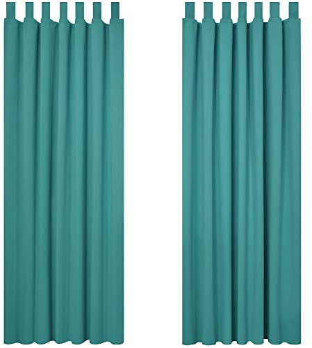 Deconovo Verdunkelungsvorhang Schlaufen Gardinen Schlafzimmer Thermogardine Kälteschutz Schlaufenschal, 175x140 cm(HöhexBreite), Türkis, 2er Set