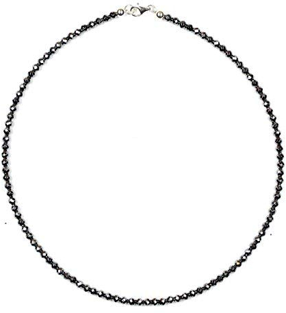 Hämatin Schmuck (Halskette) Hämatin Kette Hämatin Kugeln facettiert Größe ca. 4 mm Verschluss 925er Sterling-Silber Modellnummer 7056