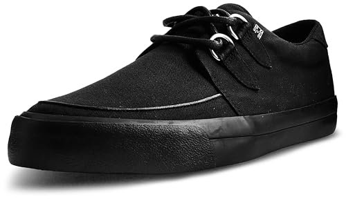 T.U.K. Vegan Creeper Sneaker - Herren & Damen Schuhe - Farbe D-Ring Black - Punk, Goth und Rocker Style Leder und Wildleder Schnürschuhe - Größe 37