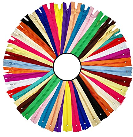 KGS Nylon-Reißverschluss zum Nähen und Basteln | 20 Farben | Größe: 38 CM / 15 Zoll | 40 Stück/Packung | Mehrfarbige Reißverschlüsse für Taschen, Beutel, Röcke, Kleider