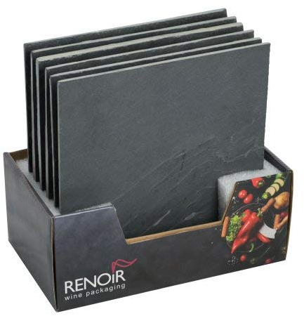 Renoir - Set 6 Taglieri in Ardesia Quadrati - H. 0,5/ L. 20/ P. 20 (a Tagliere)