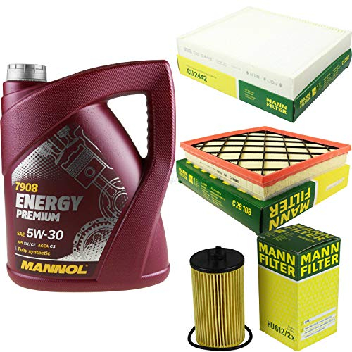 Filter Set Inspektionspaket 5 Liter MANNOL Motoröl Energy Premium 5W-30 API SN/CF MANN-FILTER Luftfilter Innenraumfilter Ölfilter