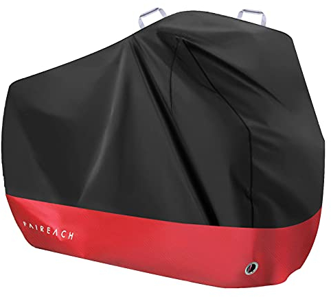 Faireach Abdeckplane Fahrrad Wasserdicht, Fahrradabdeckung 210D Premium-Stoff, Fahrradgarage Schutz vor Staub Regen Schnee UV, Schutzhülle mit Schlosslöcher & Beutel für alle Fahrradtypen