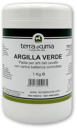Terra di Cuma Le Origini della Salute Pasta de Arcilla Verde para Caballos | Cuidado de los Cascos (1kg)