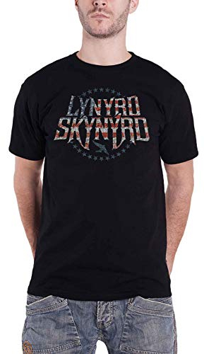 Lynyrd Skynyrd T Shirt Stars and Stripes Band Logo Nue offiziell Herren Schwarz XL
