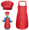 kissral Kids Apron + Chef Hat Set, Children Adjustable Kitchen Chef Apron with Pockets for Cooking Baking Painting 4-12 Years Old (Red, Large)
