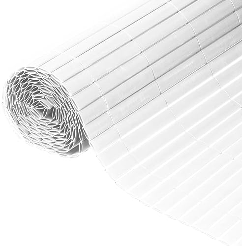 Nature Sichtschutz Zaun PVC 1×3m Weiß Doppelseitig Sichtschutzmatte Windschutz