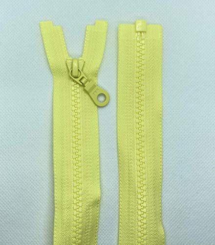 YKK, Cerniera lampo con denti in plastica n. 5, misura media, divisibile, 503 giallo chiaro, 72 cm