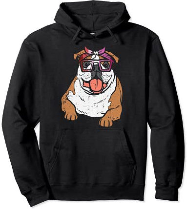 English Bulldog Bandana LGBT Lesbian Flag Gay Pride Women Pullover Hoodie
