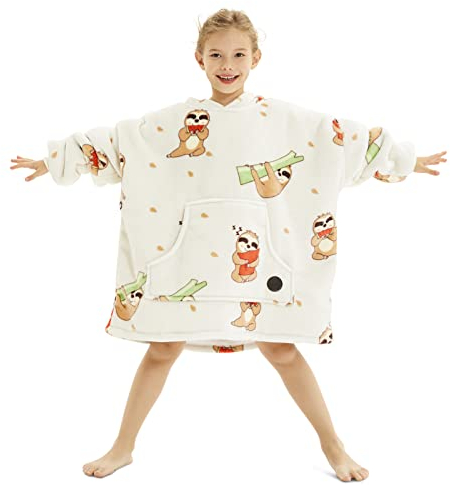 THREE POODLE Oversize Hoodie Decken Pullover, Kuschelpullover für Kinder, Warm und Weiches Futter, Übergroßer Sherpa-Decke, Verschiedene Muster Verfügbar