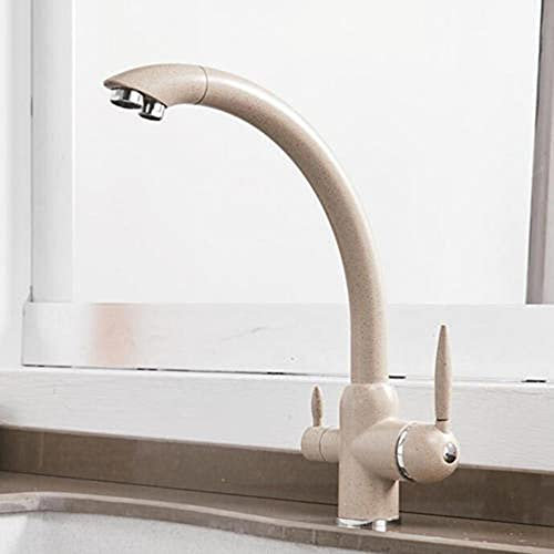 Rubinetto Cucina 3 Vie per Depuratore, Ottone Rubinetto Drittimo Rotazione Calda E Fredda Acqua Rubinetto Della Lavandino-Avena