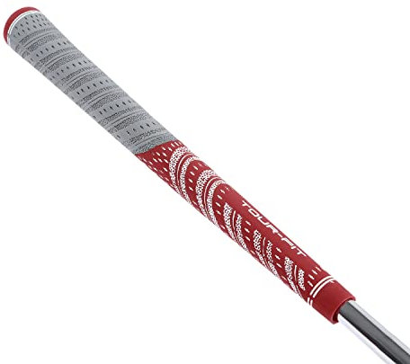 Tour Fit Non Cord Wood Iron Golf Grip Standard / Oversize Golf Grips Free Professional Grip Tape (Standard, Red/Grey)