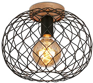 BRILONER - Deckenlampe Vintage mit E27 Fassung, max. 40 W, Deckenleuchte, Lampe, Wohnzimmerlampe, Schlafzimmerlampe, Küchenlampe, Deckenstrahler, Deckenbeleuchtung, 30 x 23 cm (DxH), Metall-Holz