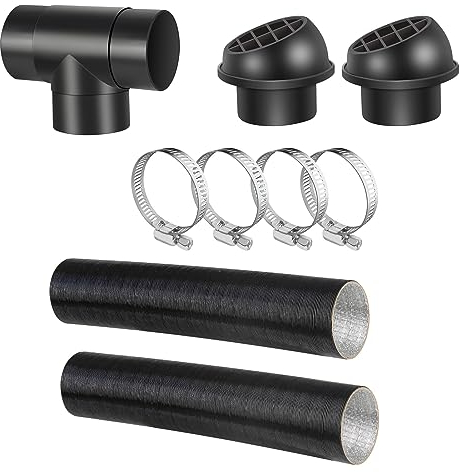 Dreafly Diametro 60mm Riscaldatore Diesel Tubo di condotta dell'Aria, Riscaldatore per Auto Tubo Condotto T Pezzo di Presa d'Aria Calda Clip di Tubo di sfiato Accessori Auto di Ricambio