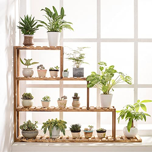 WYFZT Hohe Blumentreppe aus Holz Fensterbank Pflanzentreppe Pflanzenregal Blumenregal Blumenbank Leiterregal Pflanzenständer Blumenständer für Innen Außen Garten Dekoratives für Balkon, 4-Tier