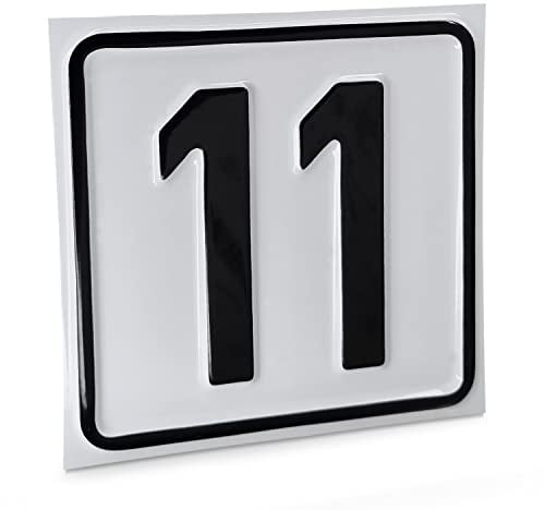 Betriebsausstattung24 Hausnummernschild Nr. 11 - Größe: 10 x 10 cm - Aluminiumschild - Farbe: weis/schwarz - Moderne Hausnummer- oder Parkplatzkennzeichnung